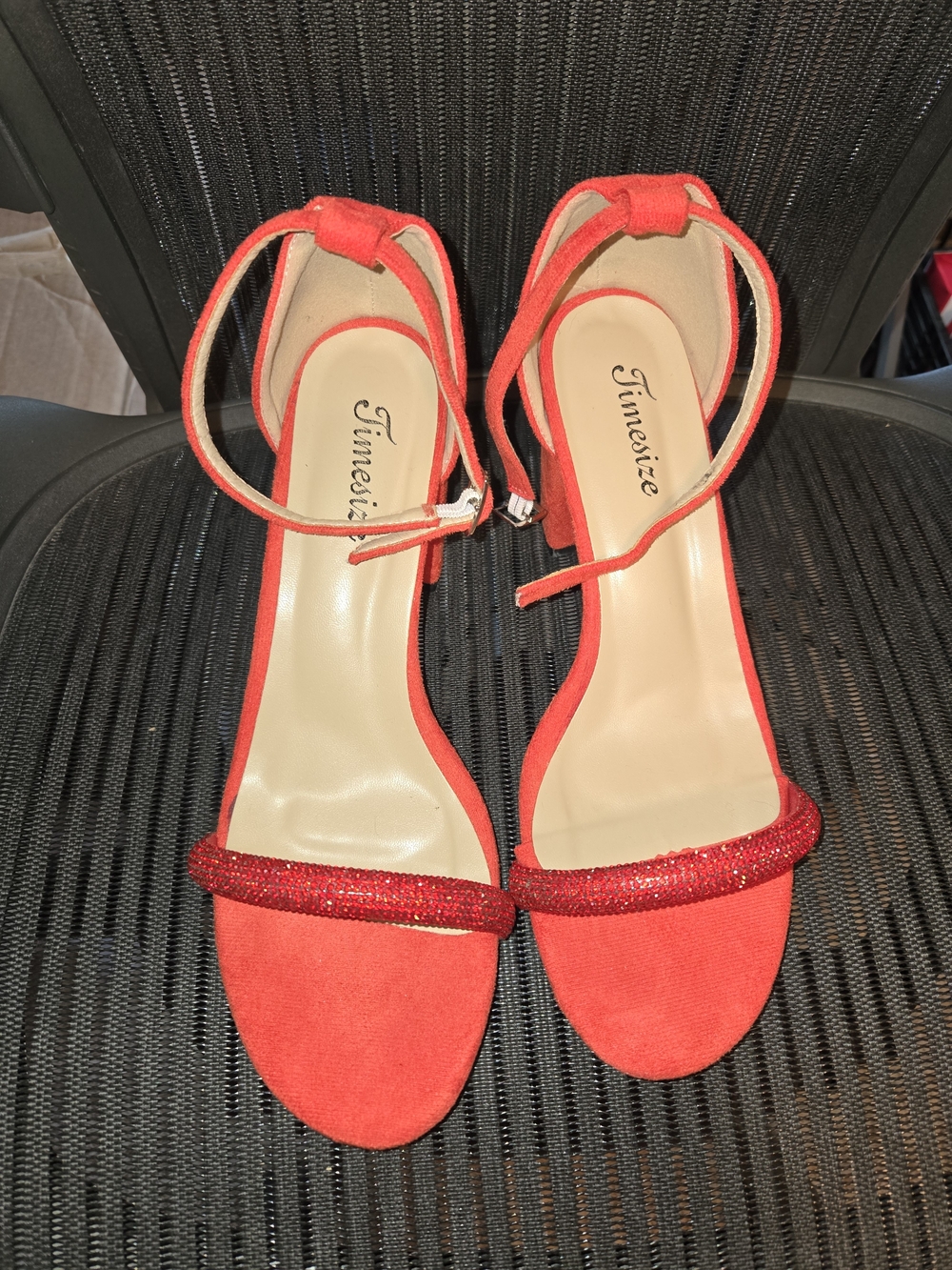 Red Ankle-Strap Evening Sandals